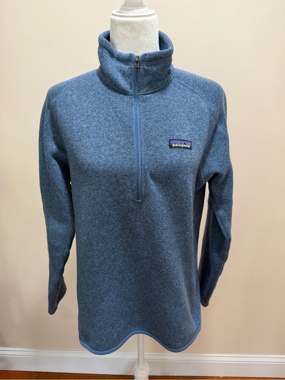 Patagonia Wooly Blue Long Sleeve 1/4 Zip Better Sweater Fleece Jacket Top Sz. L